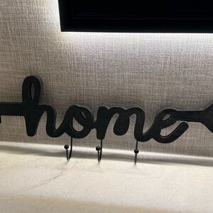 Black Metal 'Home' Wall Decor with Hooks